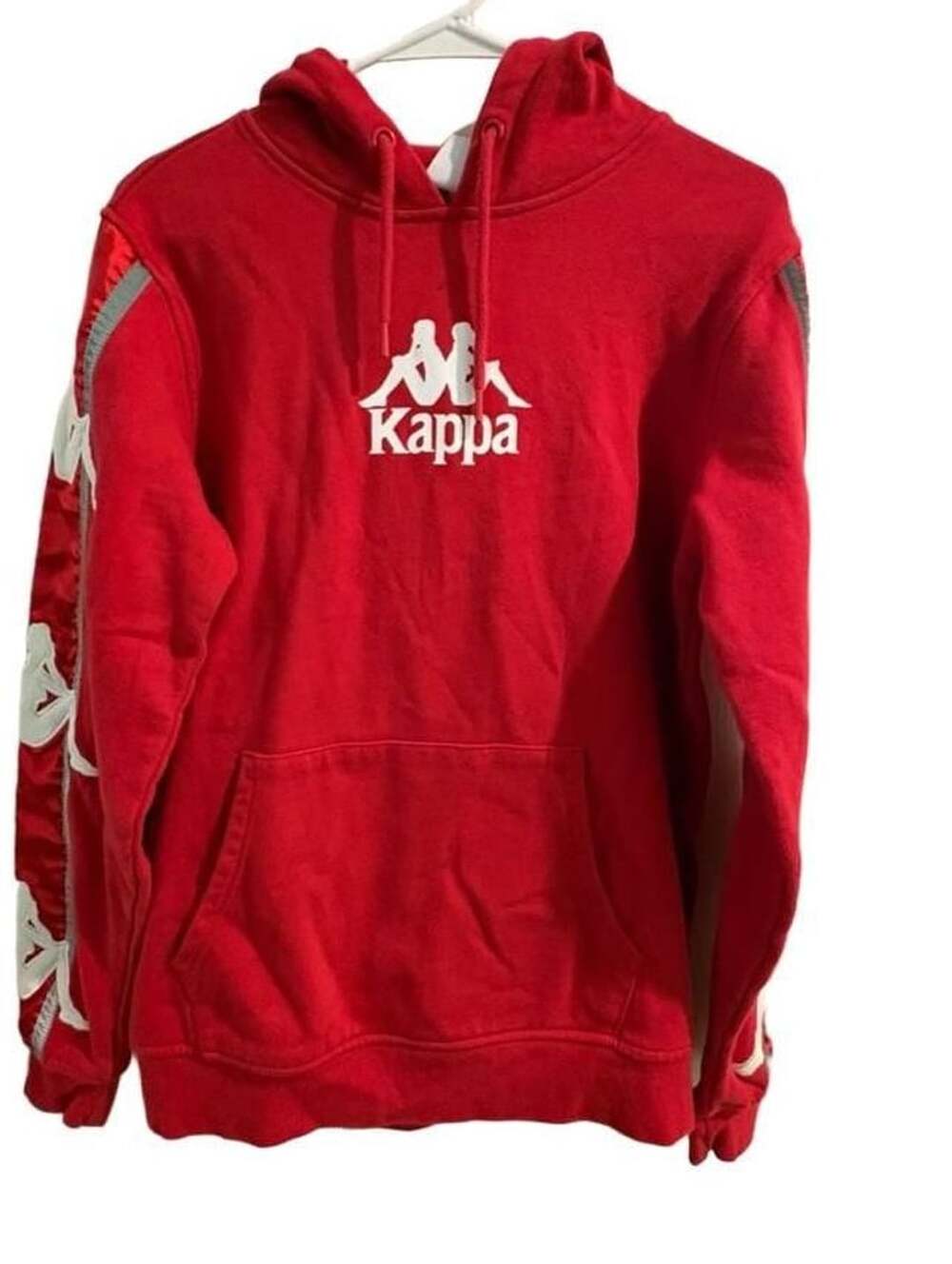 Vintage Kappa Logo Hoodie Red White Pullover Sweatshirt size medium